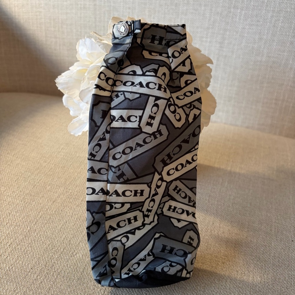 Coach Gray Nylon Umbrella Cover with Silver Button
